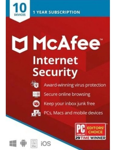 McAfee Internet Security 10 Dispositivos 1 Año